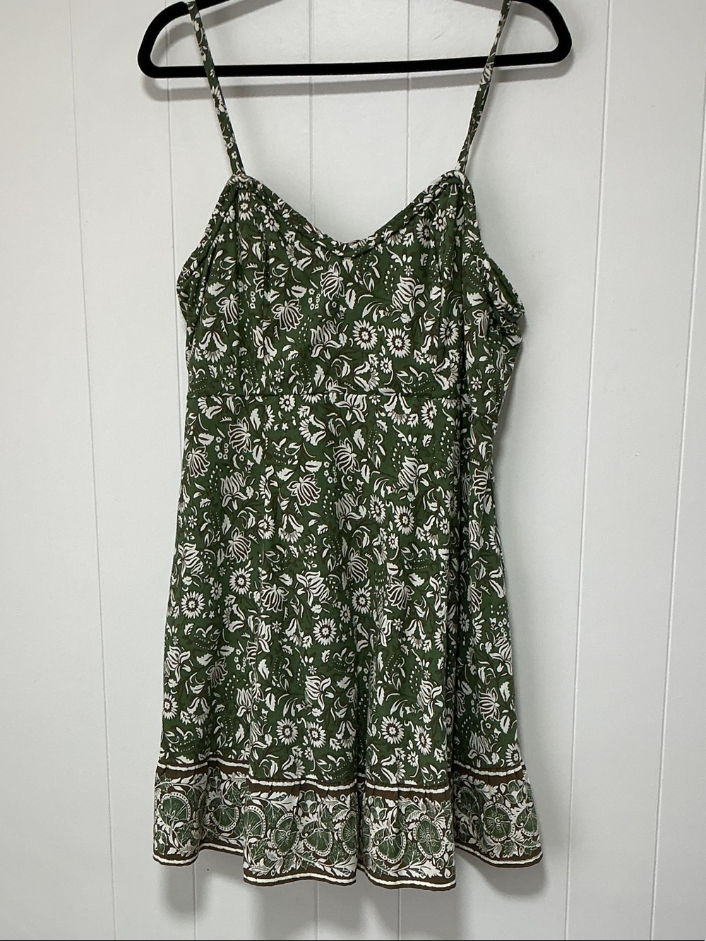 Sincerely Jules Olive Green Floral Trim Sundress